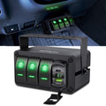 Nilight 3 Gang Rocker Switch Box 12V with USB Charger and Voltmeter