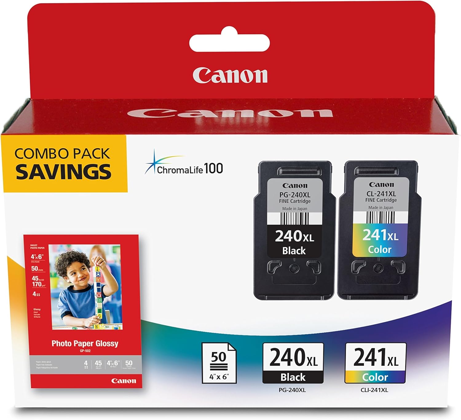 Canon PG-240 XL / CL-241 XL Ink Value Pack with Photo Paper