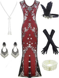Women 1920s Gatsby Sequin Mermaid Evening Dress by Letter Love