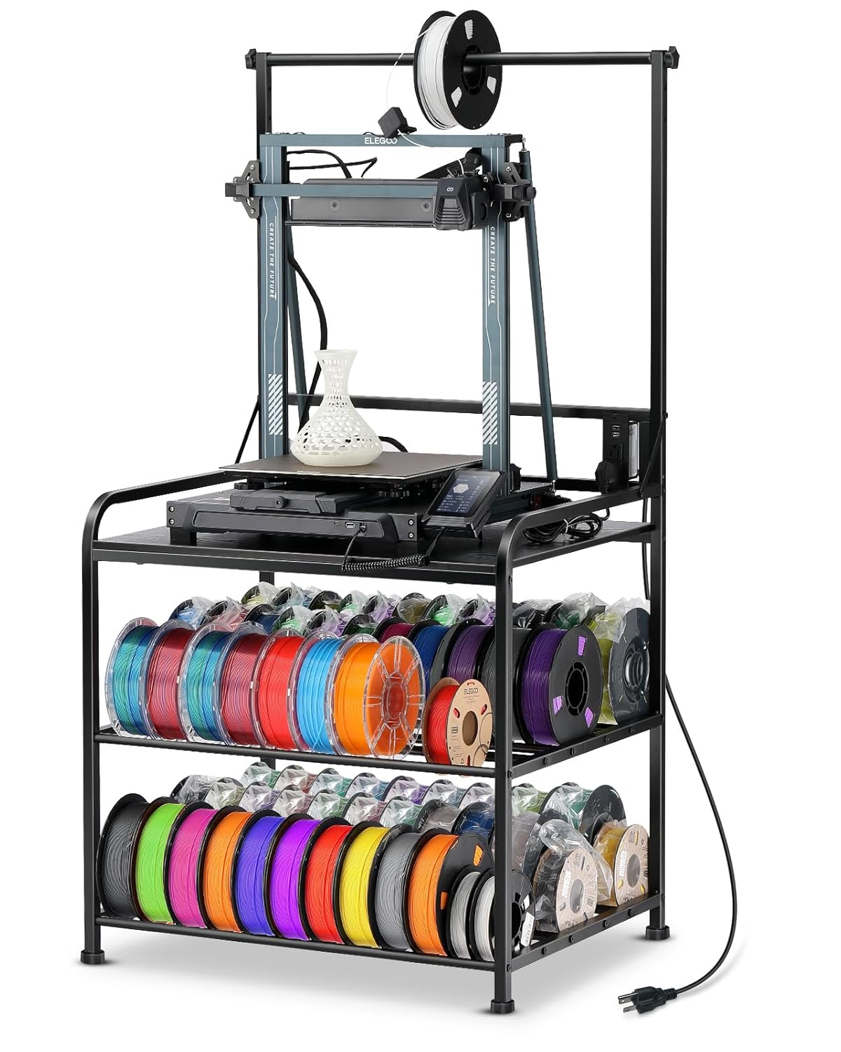 3D Printer Rack Filaments Storage - Rolling Organizer for Spools