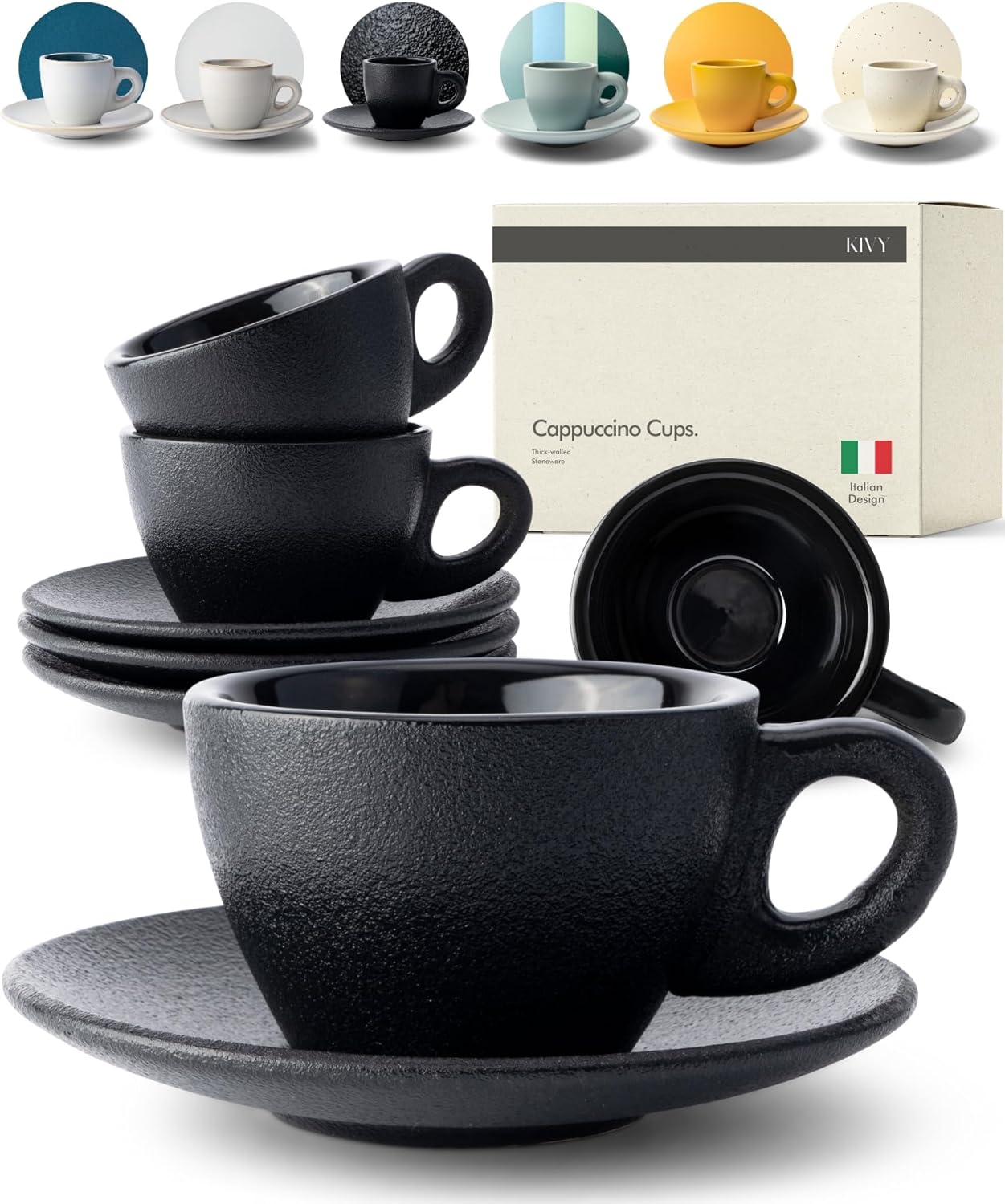 KIVY Cappuccino Cups Set of 4 - Perfect for Latte Art Lovers