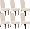 Stretch Dining Chair Covers Set of 6 Checked Jacquard - Natural
