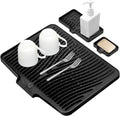 Silicone Dish Drying Mat XL Black - Non-Slip Quick Drain Pad