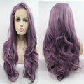 ELESTY Long Wavy Synthetic Lace Front Wig in Purple Color