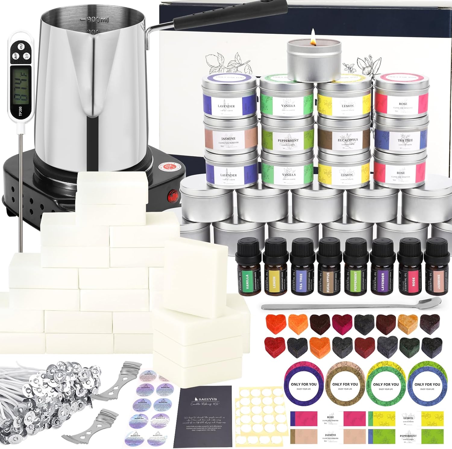 Complete Candle Making Kit for Beginners with Wax Melter