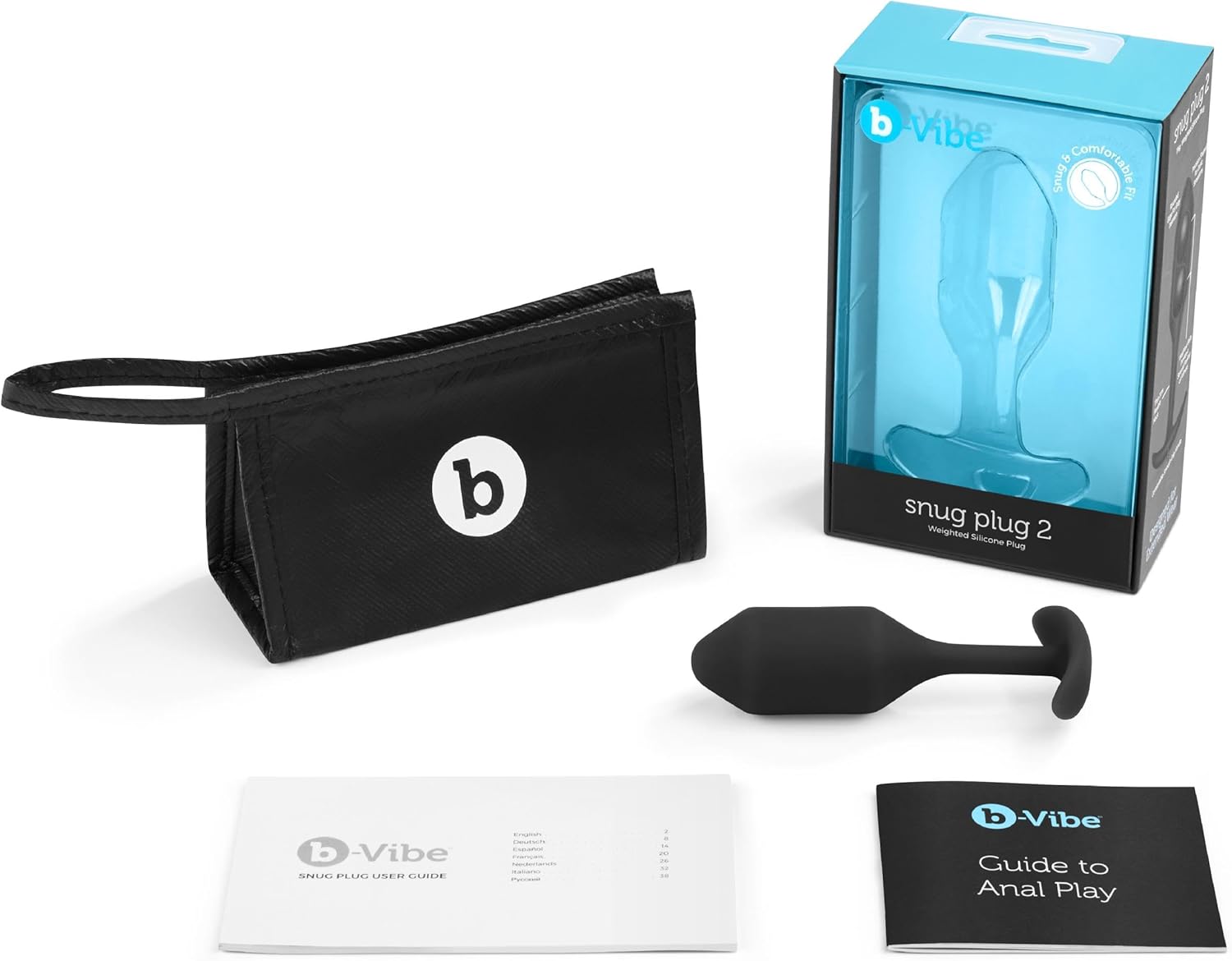 b-Vibe Snug Plug 2, Weighted Silicone Butt Plug for Beginners