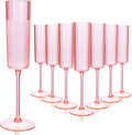 36 Pack Pink Plastic Champagne Flutes - Elegant Disposable 6oz Glasses