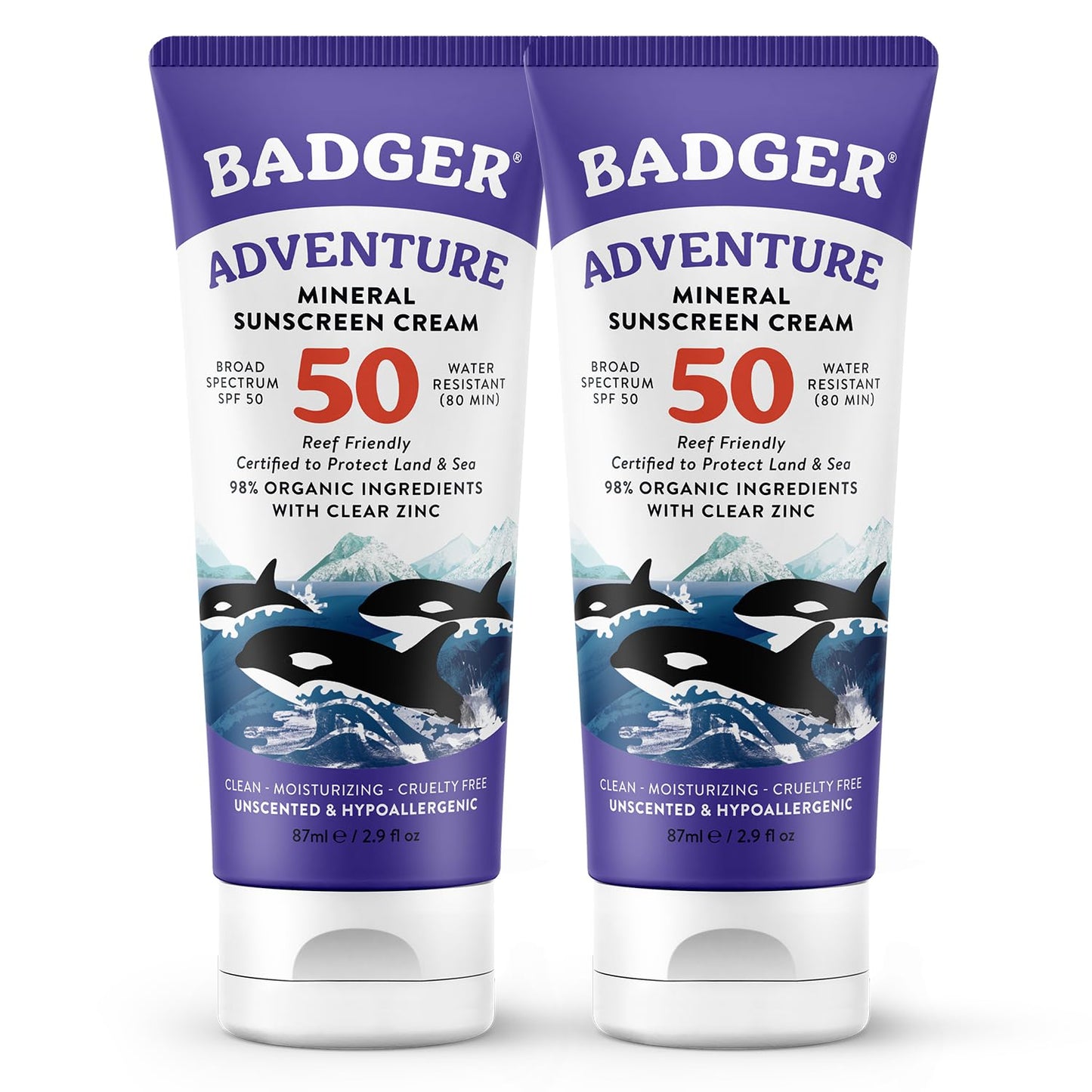 Badger Biodegradable Reef Safe Sunscreen SPF 50 for Adventure