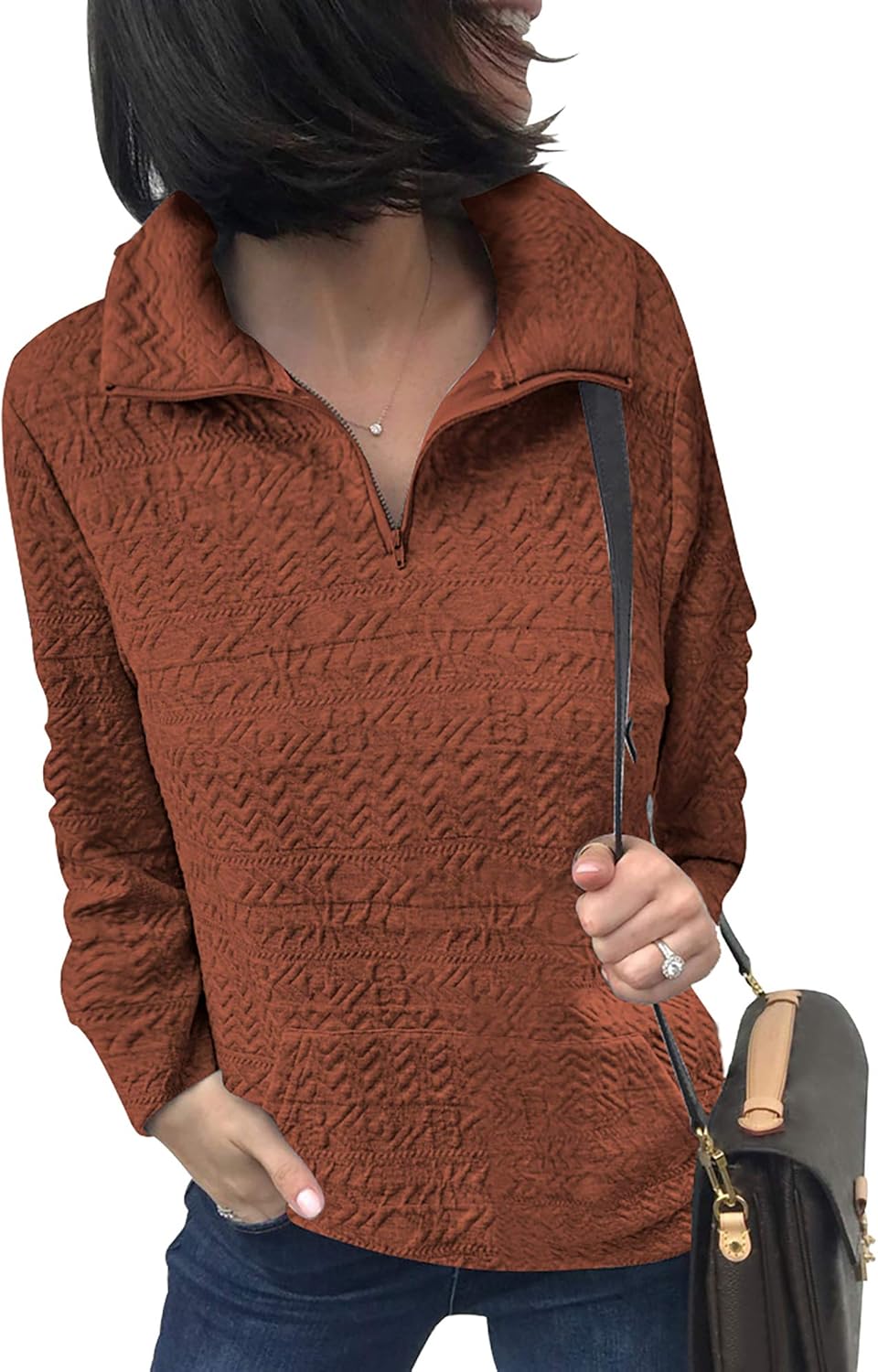 Comfy Quilted Zipper Sweatshirt by BTFBM