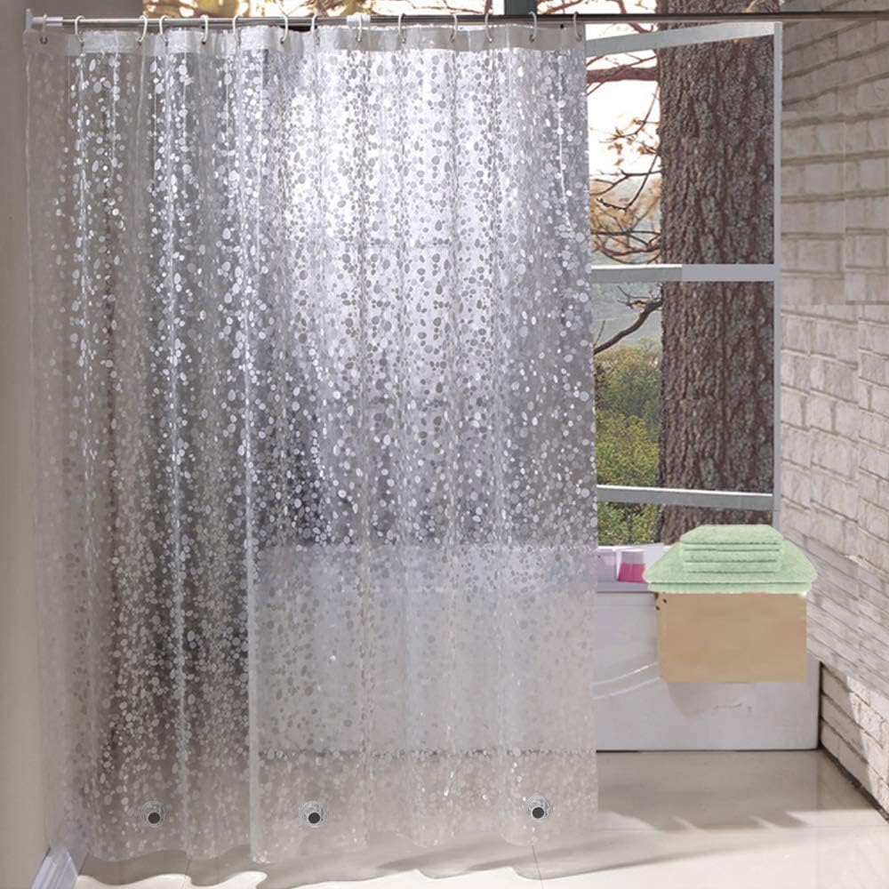 Extra Long Heavy Duty Shower Liner | Semi-Transparent Cobblestone | 5 Magnets | 84 x 72 | EurCross