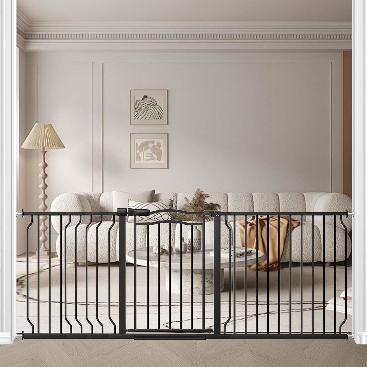 Extra Wide Baby Gate for Stairs and Large Openings - Black