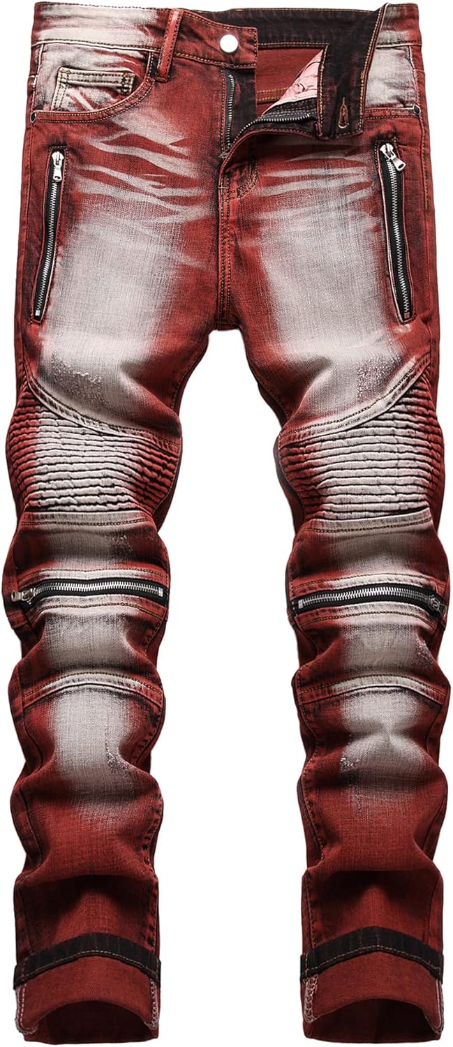 Baylvn Men's Designer Slim Fit Patchwork Jeans for Casual Style
