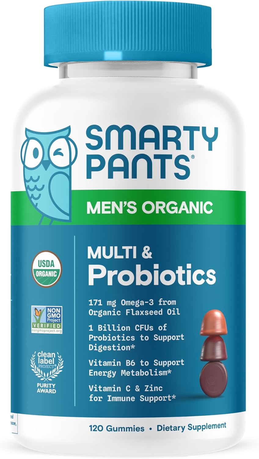 SmartyPants Organic Gummies for Men: Multivitamins & Probiotics