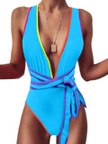High Stretch Criss Cross Plunge One Piece Swimsuit - Sexy Fit