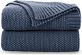 CozeCube Blue Throw Blanket for Couch - Soft Cozy Cable Knit