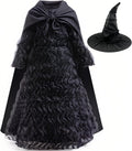 Elphaba Costume Dress for Girls with Cape and Witch Hat - Black