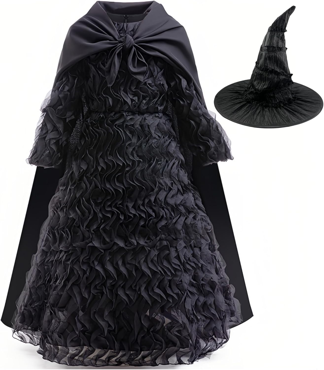 Elphaba Costume Dress for Girls with Cape and Witch Hat