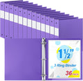 Henoyso 36 Pack 1.5 in 3 Ring Plastic Binders for Letter Paper