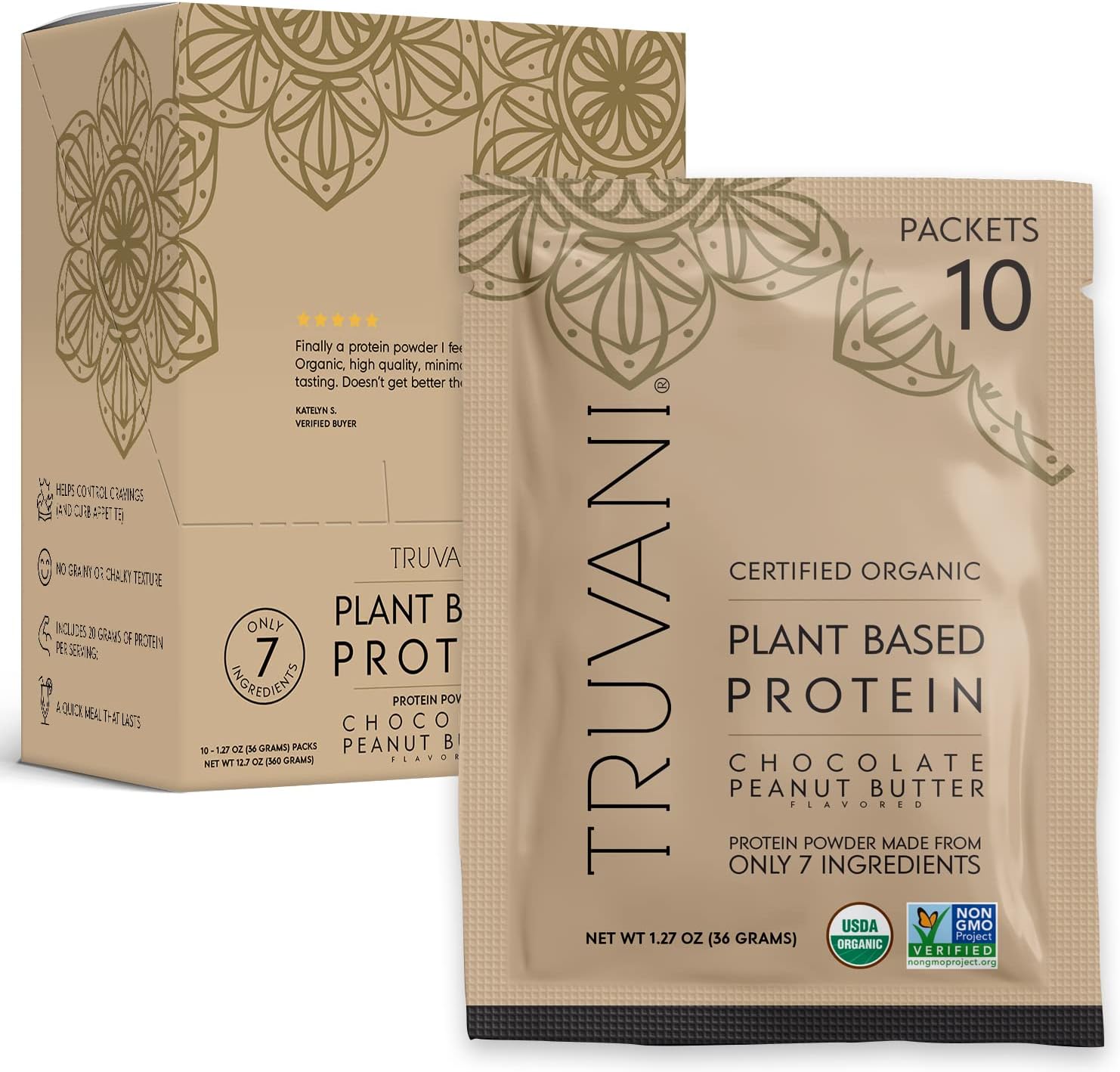 Truvani Vegan Pea Protein Powder - Chocolate Peanut Butter Flavor
