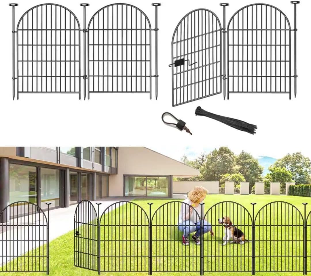 Adavin Tall Garden Fence Animal Barrier with Gate for Dogs