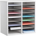Wooden Adjustable Literature Organizer, 16 Compartment Mailbox