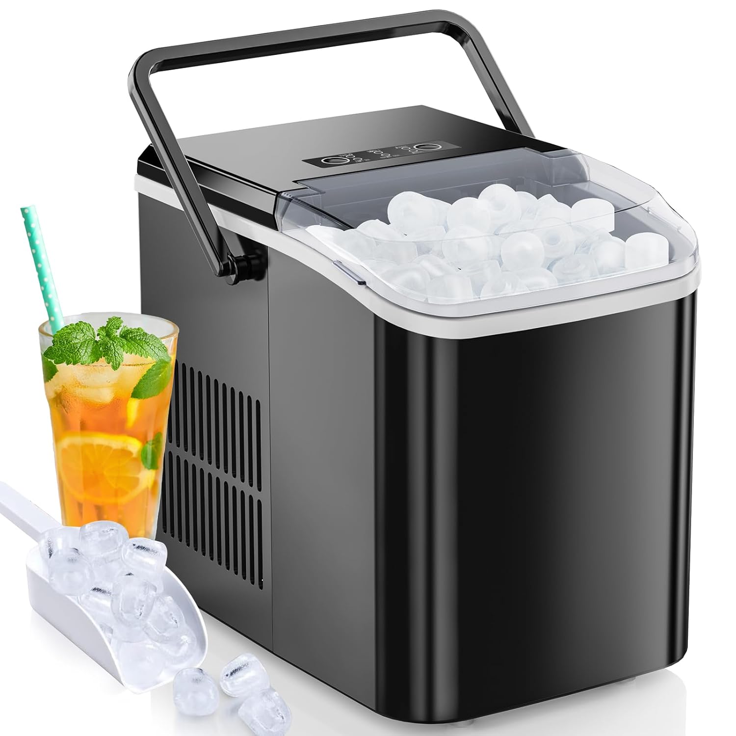 DUMOS Portable Ice Maker: Self-Cleaning, 9 Cubes in 6 Mins