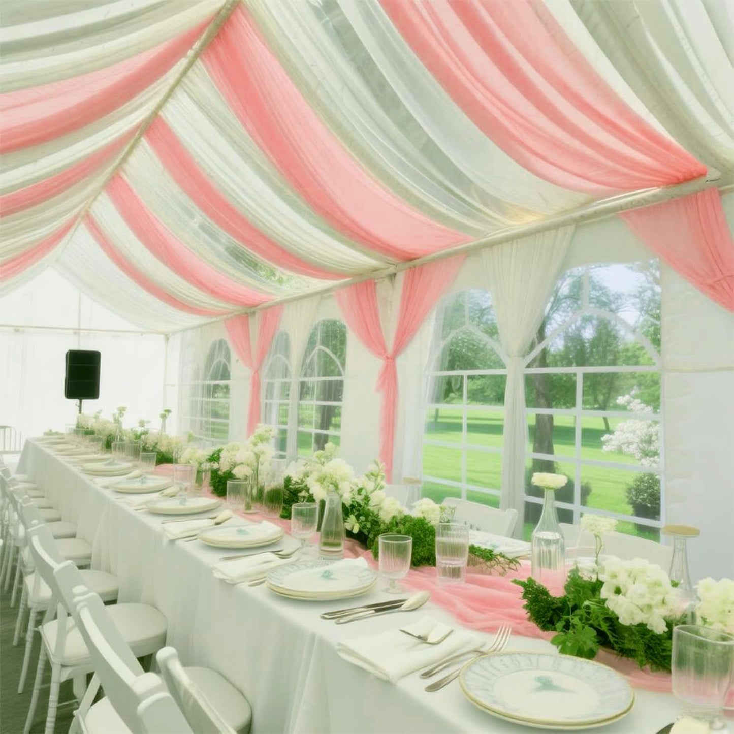 Blush Pink Ceiling Drapes for Weddings and Events - 6 Panels
