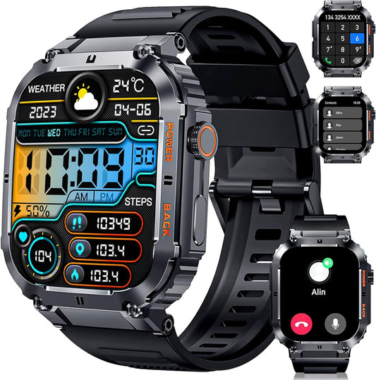 Rugged 2 Waterproof Smart Watch: Answer Calls, 100+ Sports Modes!