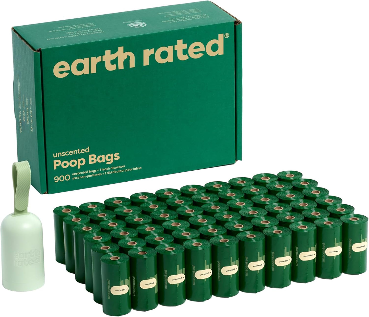 Earth Rated Dog Poop Bag Holder with 900 Leakproof Bags