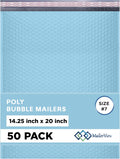 Light Blue Extra Large Poly Bubble Mailers 14.25x20 in - Durable