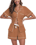 COLORFULLEAF Womens 100% Cotton Short Sleeve Pajama Set - Classic