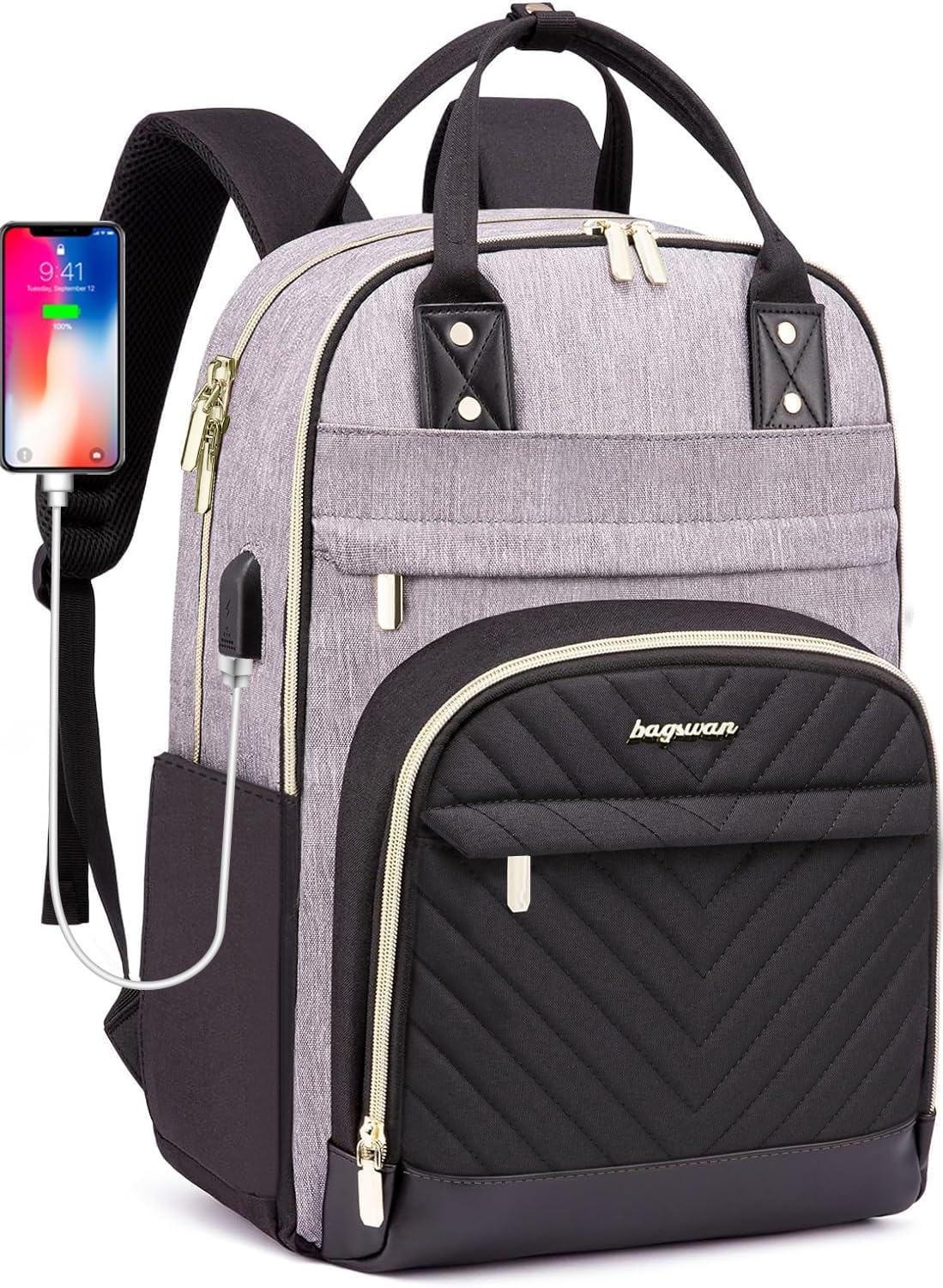 Laptop Backpack for Women with USB Charger and Large Capacity