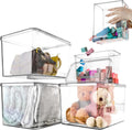 Storage Boxes 5 Pack Transparent Food Organizer - Stackable Lidded