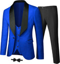 Men's 3 Piece Jacquard Tuxedo Set with Shawl Lapel - Slim Fit