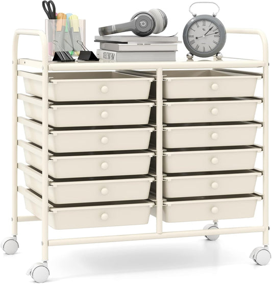 Giantex 12 Drawers Rolling Cart for Organized Storage Solutions