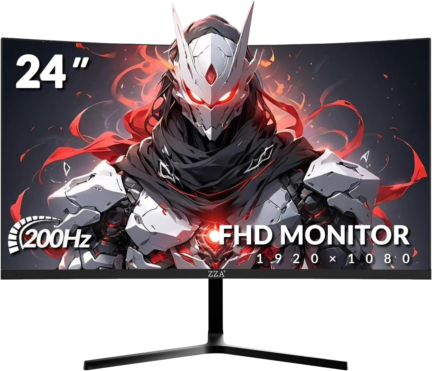 ZZA 24 Inch Curved Monitor with FHD 1920x1080P Display