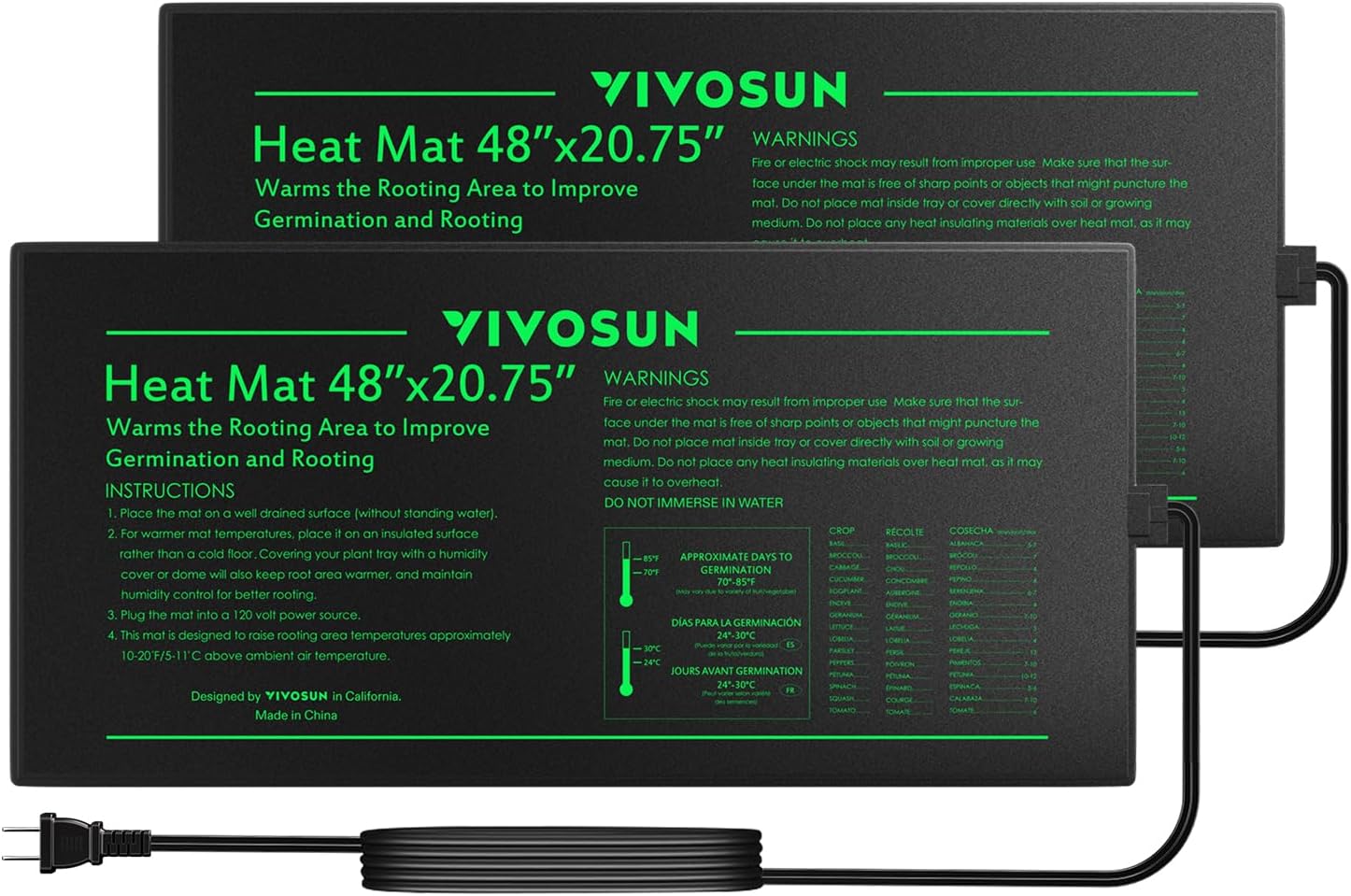 VIVOSUN 48in x 20.75in Waterproof Seedling Heat Mat for Germination