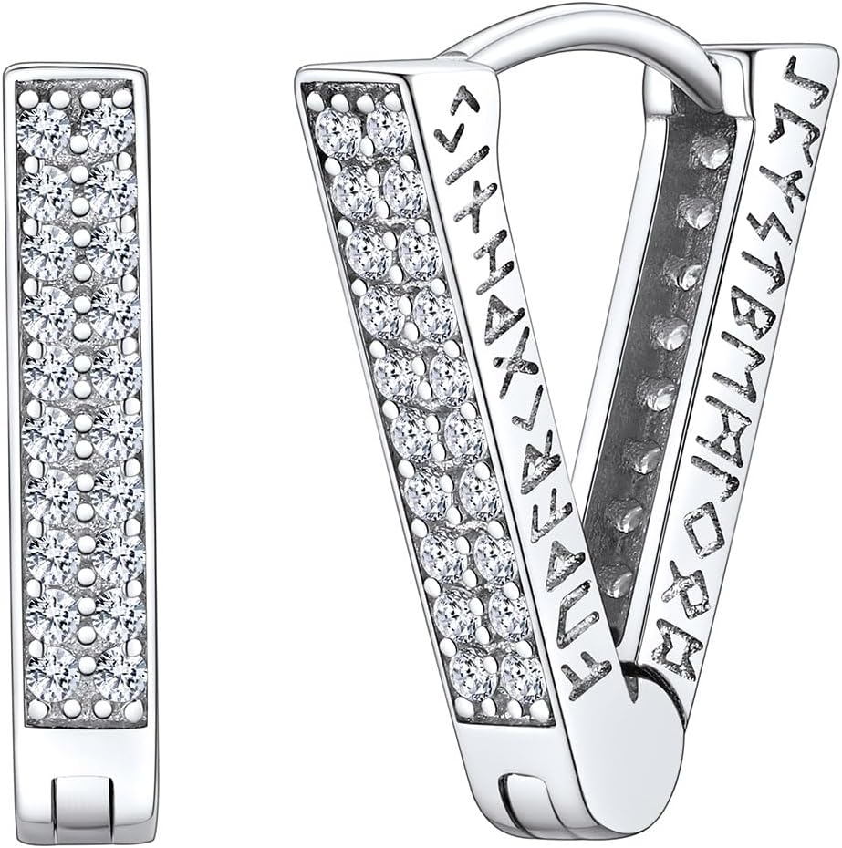 Norse Viking Runes Hoop Earrings for Men - Hypoallergenic Style