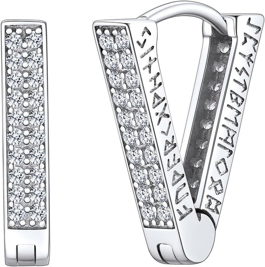 Norse Viking Runes Hoop Earrings for Men - Hypoallergenic Style