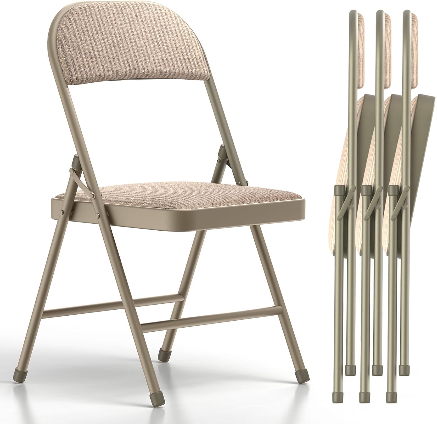 Foldable Fabric Chairs, Padded Cushion, Indoor/Outdoor - Nazhura