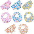 8 Pieces Doll Diapers and Bibs Set - Washable Reusable Doll