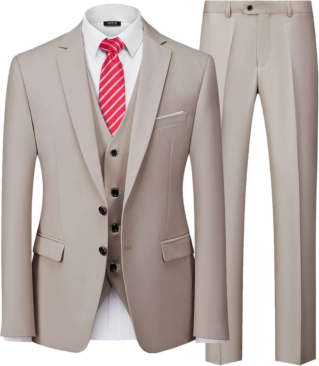 MY'S Men's 3 Piece Slim Fit Suit Set for Business and Weddings