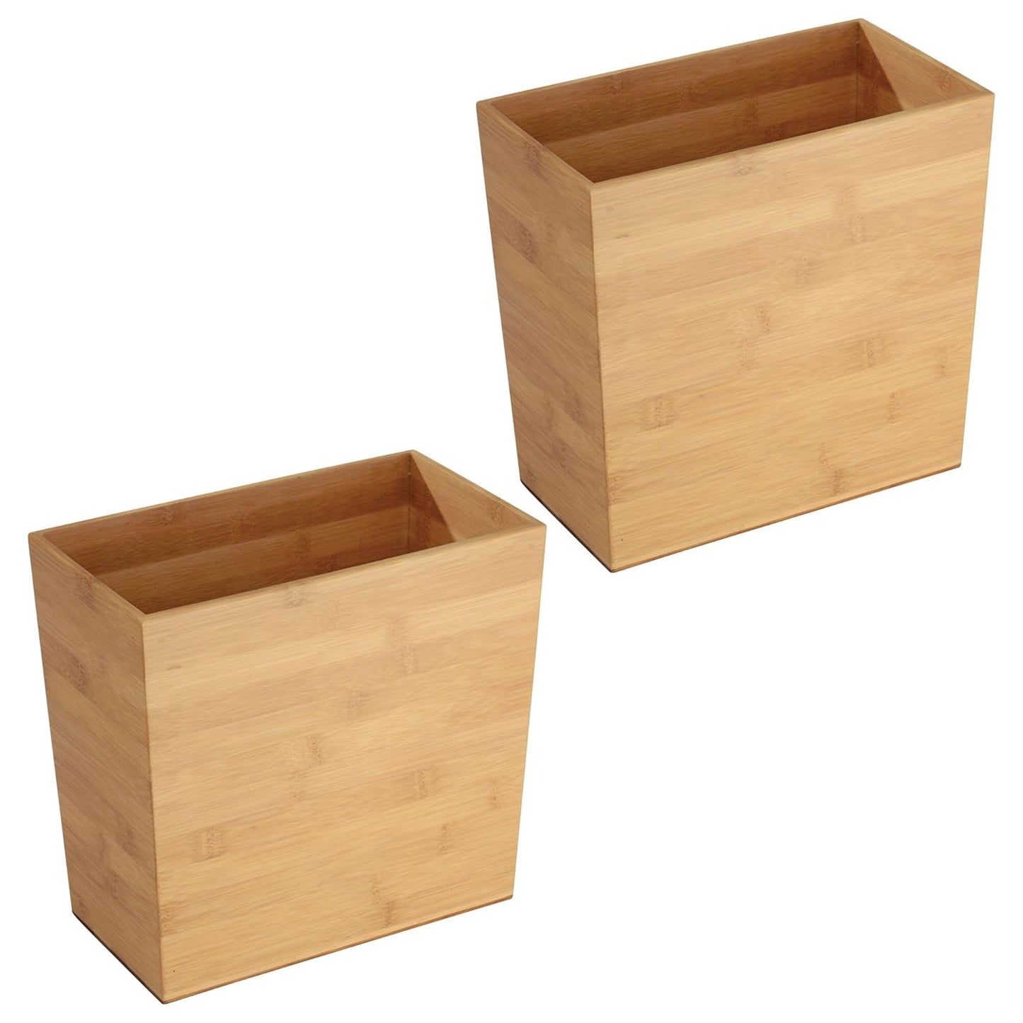 iDesign Small Rectangular Bathroom Trash Can Set of 2 Natural