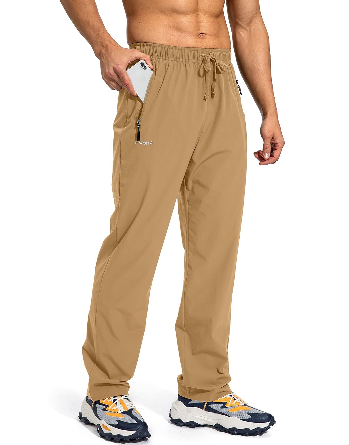 Pudolla Men's Workout Athletic Pants with Zipper Pockets