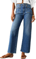 High Waisted Cropped Jeans - Trendy Baggy Straight Capri Denim