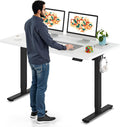 55 x 28 in White Top Electric Standing Desk - LED Memory Control