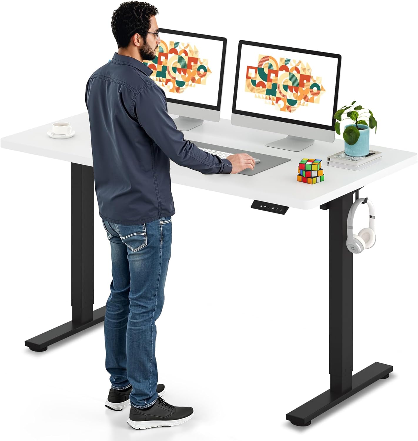 Electric Standing Desk 55 x 28 Inches with Height Adjustment