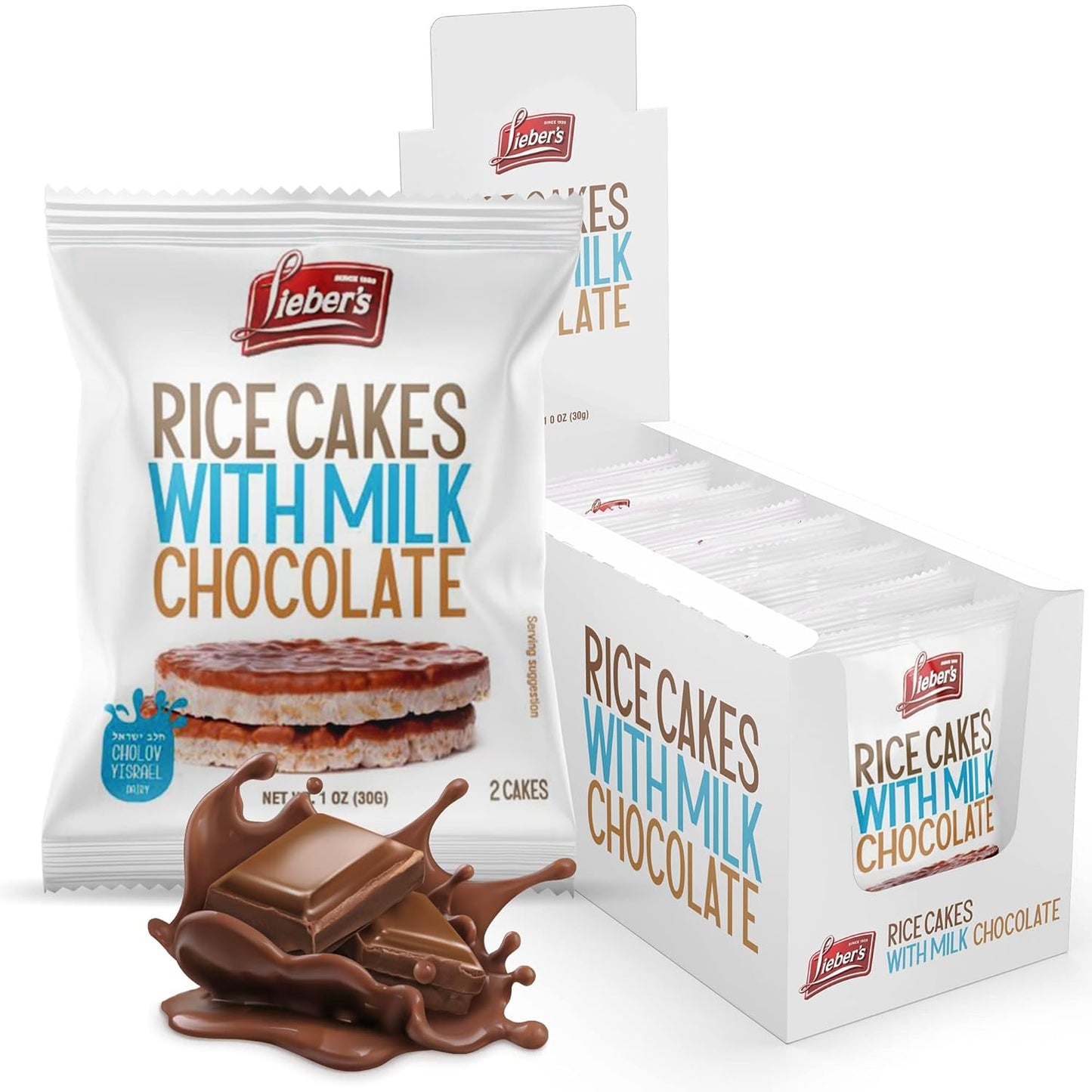 Lieber's Milk Chocolate Rice Cakes - Gluten Free Snack Pack