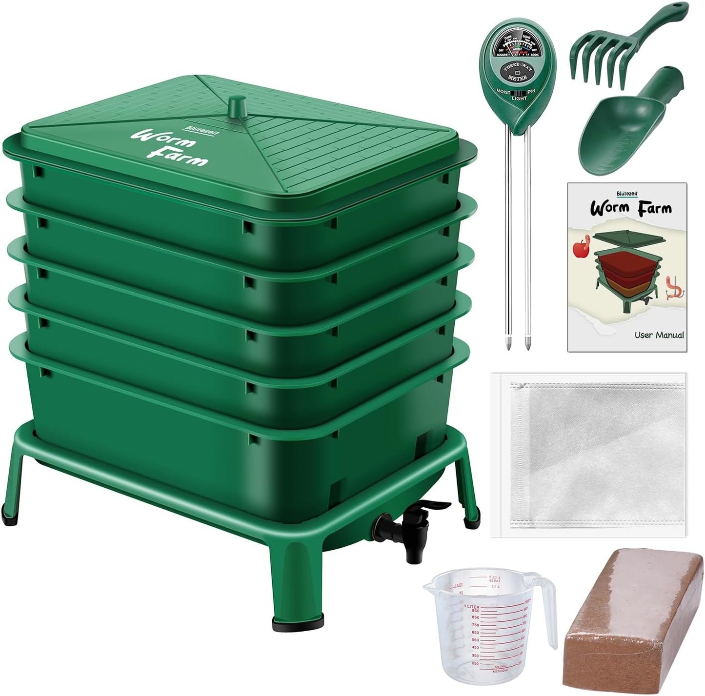 Blutezeit 5-Tray Worm Compost Bin for Efficient Indoor Composting