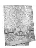 Snow Leapard Silver Baby Blanket - Luxe Satin-Trimmed Stroller Throw